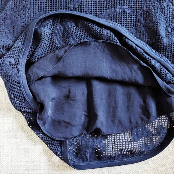 Rag & Bone Stella Salute Navy Blue Laser Cut Racerback Tank Top Silk Layered XS - Picture 3 of 4